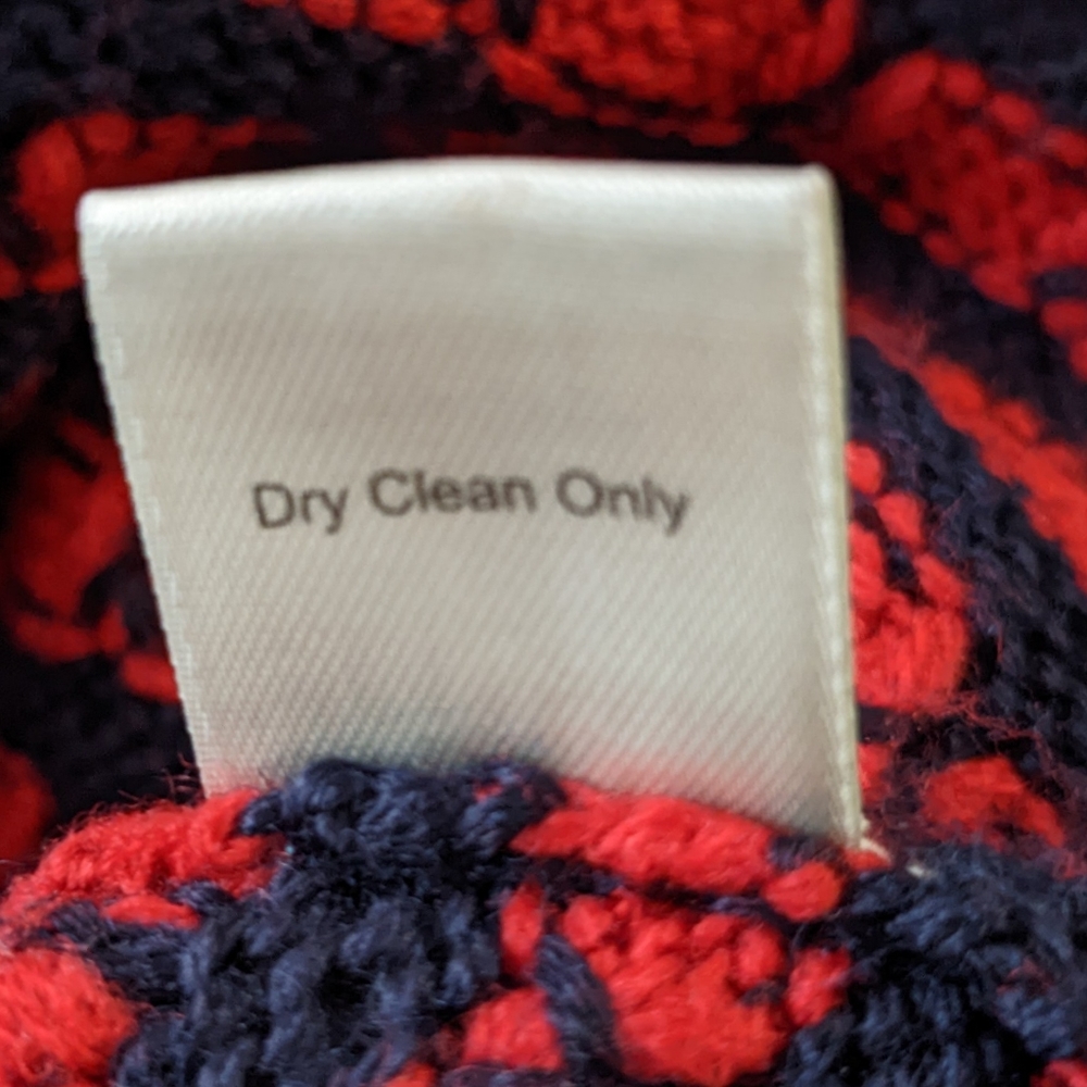 Beth Bowley Cardigan Sweater Red Blue Wool Cowl Neck Check Size Small - Picture 11 of 15